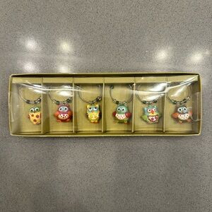 NEW! Pier1 Colorful Owl Wine Charms Set